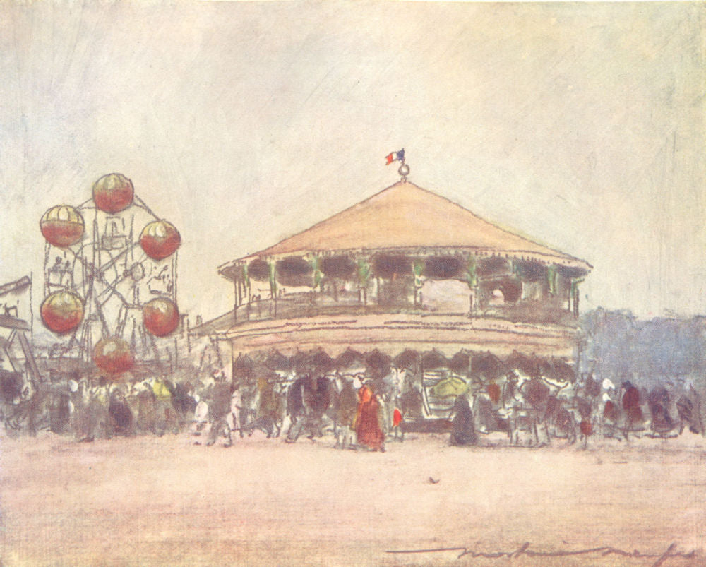 PARIS. Fete near Hotel des Invalides 1909 old antique vintage print picture